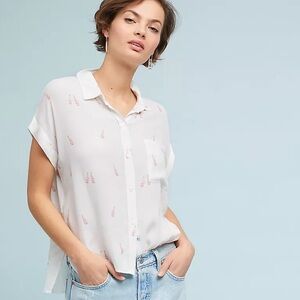 Rails Bottle-Printed‎ Button Down Shirt Cap Sleeves Size Small